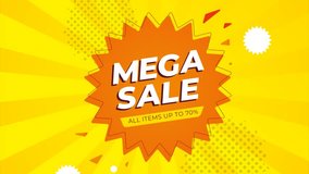 Motion graphics template with mega sale discount offer and promo. Dynamic animation background for advertisement content. - Powered by Shutterstock - Get 15% off with code: PIKWIZARD15