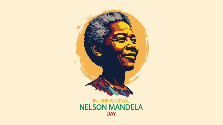 Nelson Mandela International Day portrait, art video illustration.