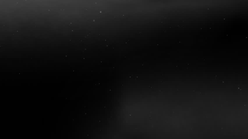 Smoke Particles Background. Dark alpha channel with gray fog, steam, smoke and moving noisy ash or dust particles. Mysterious atmosphere for creative video editing. Realistic graphic animated footage