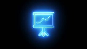 Flashing Blue Neon Graph Presentation Board Animation | Business Growth and Data Analysis Icon on Black Screen - Powered by Shutterstock - Get 15% off with code: PIKWIZARD15