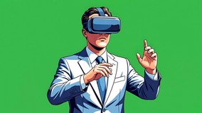 Businessman Using Virtual Reality Headset – Modern VR Technology 2D Animation - Powered by Shutterstock - Get 15% off with code: PIKWIZARD15