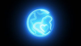 Neon Earth and Heart Icon Animation | Environmental Love, Global Care, and Digital Earth Day - Powered by Shutterstock - Get 15% off with code: PIKWIZARD15