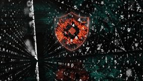 Cybersecurity shield with circuit board, numbers animation over digital network background 4k - Powered by Shutterstock - Get 15% off with code: PIKWIZARD15
