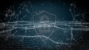 Animation of padlock icon with connections over digital data processing on dark background 4k - Powered by Shutterstock - Get 15% off with code: PIKWIZARD15