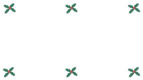 2D Animated frame decorated with Christmas holly leaves for holiday themes. Suitable for greeting cards, intros, overlays, and festive compositions in smooth-loop animation. - Powered by Shutterstock - Get 15% off with code: PIKWIZARD15