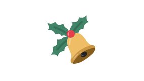 2D Animated Christmas bell with holly for holiday themes. Suitable for overlays, intros, festive visual accents, and decorative projects in smooth-loop animation. - Powered by Shutterstock - Get 15% off with code: PIKWIZARD15