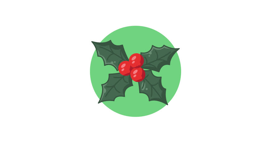 A festive illustration of bright red holly berries nestled among deep green leaves