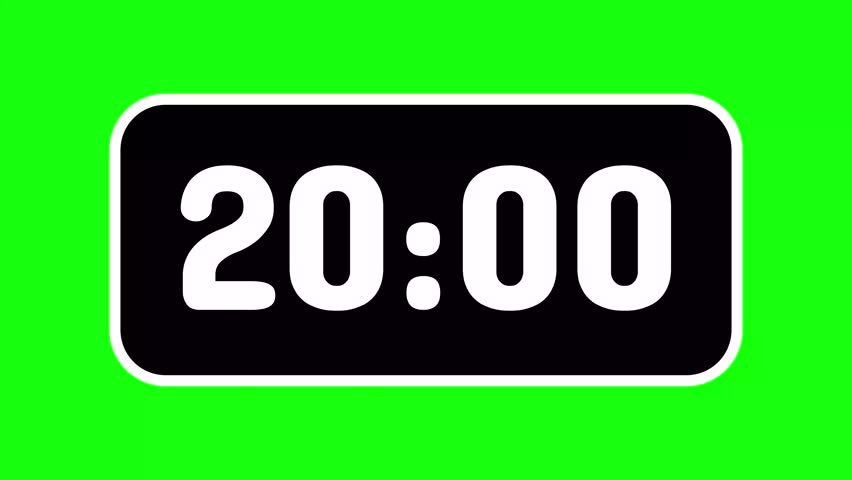 Countdown timer digital from 20 minute to 19 minute on green background