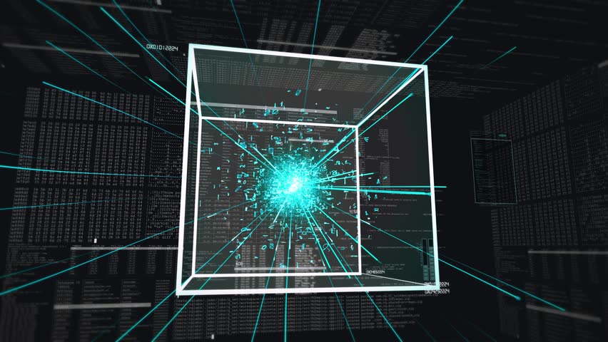 Inside computer network - Artificial intelligence - Lines of code data - Loopable 3D animation 4k