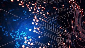 Animation of moving clock over computer circuit board on black background 4k - Powered by Shutterstock - Get 15% off with code: PIKWIZARD15