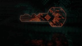 Animation of key icon with computer circuit board over spots on black background 4k - Powered by Shutterstock - Get 15% off with code: PIKWIZARD15