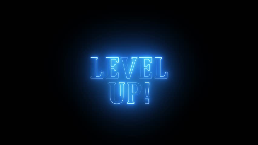 Animation of level up text over neon line with black background. level up neon text animation. - Powered by Shutterstock - Get 15% off with code: PIKWIZARD15