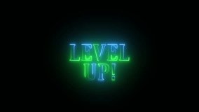 Animation of level up text over neon line with black background. level up neon text animation. - Powered by Shutterstock - Get 15% off with code: PIKWIZARD15