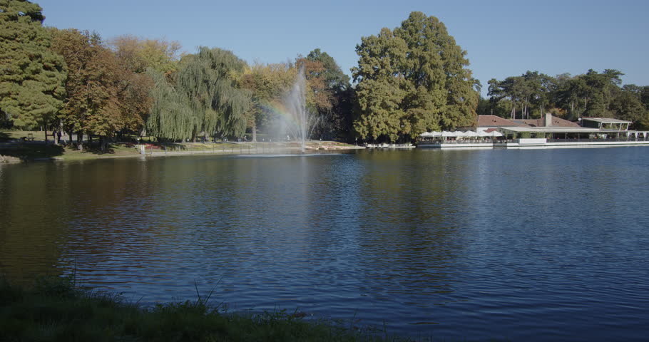 Panning on pond in Craiova public park 4K video