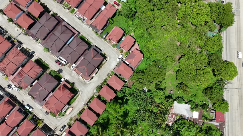 4k Aerial Drone Top Down View of houses and trees at Quezon Province 