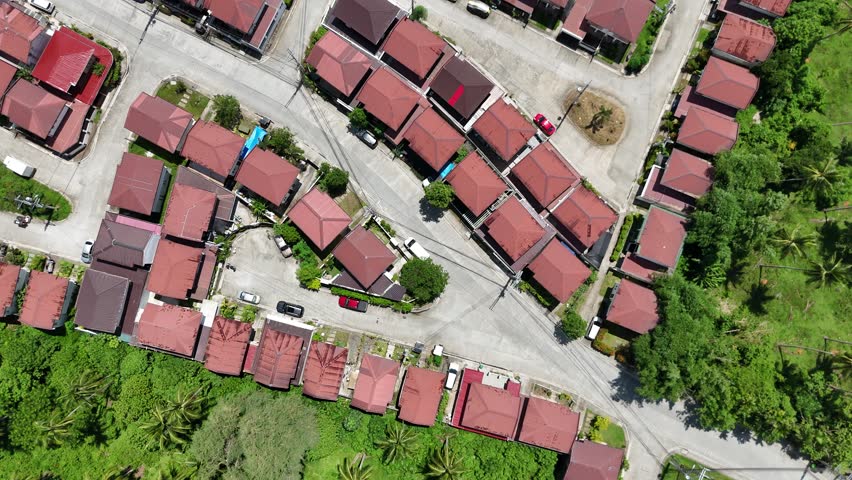 4k Aerial Drone Top Down View of houses and trees at Quezon Province 