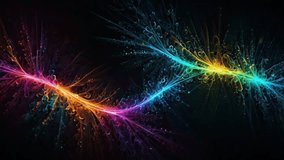 A stunning abstract and digital representation featuring two opposing beams of energy or light against a dark background. The beams resemble intense neon fiber optic lines, emitting a spectrum of brig - Powered by Shutterstock - Get 15% off with code: PIKWIZARD15