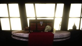 Mysterious Old Wooden Treasure Chest Emitting Bright Glowing Light Rustic Room with Skull and Scroll, Creating Sense of Wonder and Adventure as Light Streams Through Windows, Suggesting Hidden
 - Powered by Shutterstock - Get 15% off with code: PIKWIZARD15