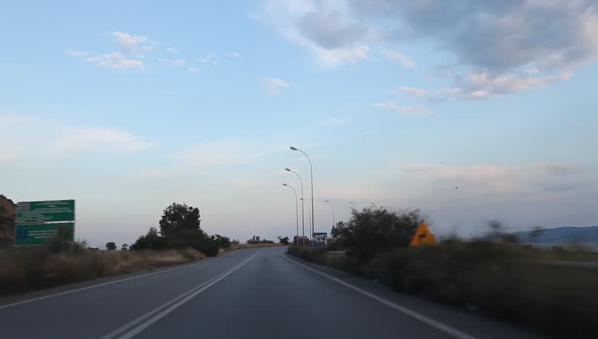 Highway in the direction of Athens, Greece (HD)