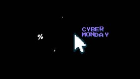 CYBER MONDAY pixel art mouse cursor click animation isolated on black background for online sale. - Powered by Shutterstock - Get 15% off with code: PIKWIZARD15