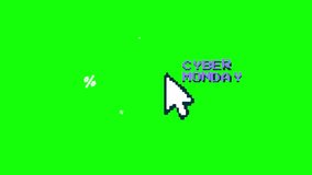 CYBER MONDAY pixel art mouse cursor click animation on green screen chroma key for online sale. - Powered by Shutterstock - Get 15% off with code: PIKWIZARD15