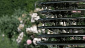 Water droplets and flowing rivulets running down a metal surface in a close-up view, showing texture, shine, and movement. - Powered by Shutterstock - Get 15% off with code: PIKWIZARD15