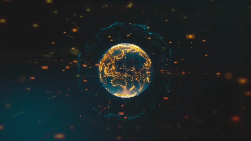 Abstract Digital Earth Globe Rotating Loop - Futuristic Hi-Tech Global Network 4K - Powered by Shutterstock - Get 15% off with code: PIKWIZARD15