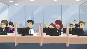 Busy Call Center Office – Customer Support Team Working, Helpline Service, Business Communication, 2D Animated Scene - Powered by Shutterstock - Get 15% off with code: PIKWIZARD15