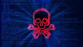 Glowing Skull With Digital Binary Background Cybersecurity Threats red skull crossbones cyber code background, online security risks, cyber threats, or hacking concepts. technology security visuals. - Powered by Shutterstock - Get 15% off with code: PIKWIZARD15