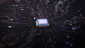 Advanced AI microchip embedded intricate blue circuit board, artificial intelligence, futuristic computing, digital innovation. Big data transmission connection background cutting edge computing 3D - Powered by Shutterstock - Get 15% off with code: PIKWIZARD15