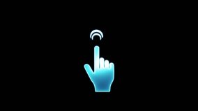 Neon push icon animation on black background, glowing button symbol, interactive technology concept, digital interface click element, futuristic user action sign - Powered by Shutterstock - Get 15% off with code: PIKWIZARD15