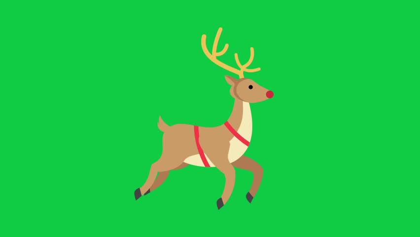 Cute animated reindeer illustration with simple flat design, perfect for Christmas themes, holiday decorations, and festive digital projects