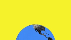 Animated stylized globe or Earth spinning, surrounded by a green circular wreath of leaves. Represents environment, ecology, sustainability, and nature. - Powered by Shutterstock - Get 15% off with code: PIKWIZARD15