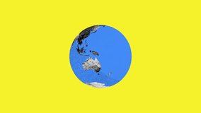 Animated stylized globe or Earth spinning, surrounded by a green circular wreath of leaves. Represents environment, ecology, sustainability, and nature. - Powered by Shutterstock - Get 15% off with code: PIKWIZARD15