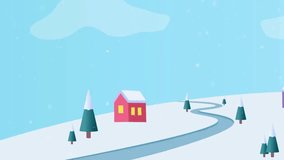 Simple winter landscape animation with a gentle snowy hill, isolated small animated figures, and falling snowflakes. Background for holiday or cold weather projects. - Powered by Shutterstock - Get 15% off with code: PIKWIZARD15
