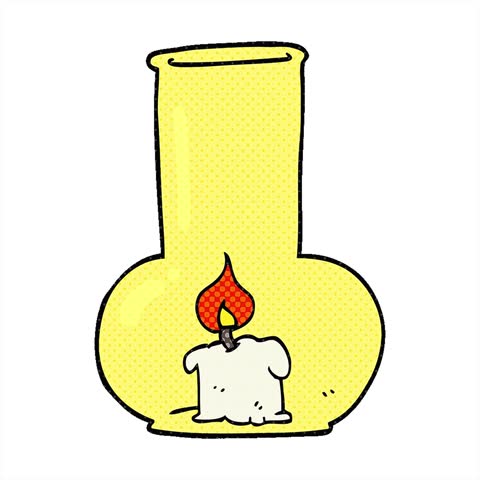 Simple looping animated freehand drawn cartoon old glass lamp and candle