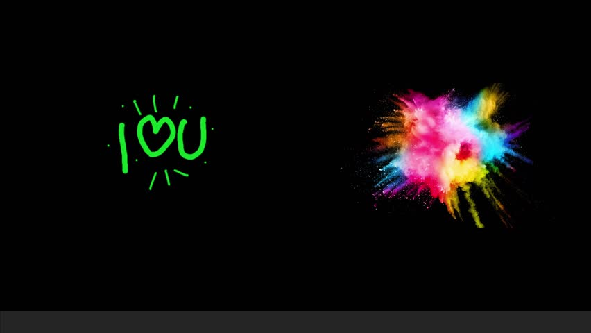 Vibrant rainbow powder explosion burst against black background with blue hand drawn - Powered by Shutterstock - Get 15% off with code: PIKWIZARD15