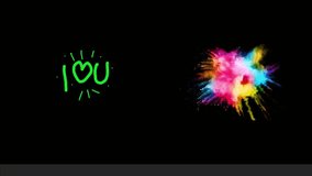 Vibrant rainbow powder explosion burst against black background with blue hand drawn - Powered by Shutterstock - Get 15% off with code: PIKWIZARD15