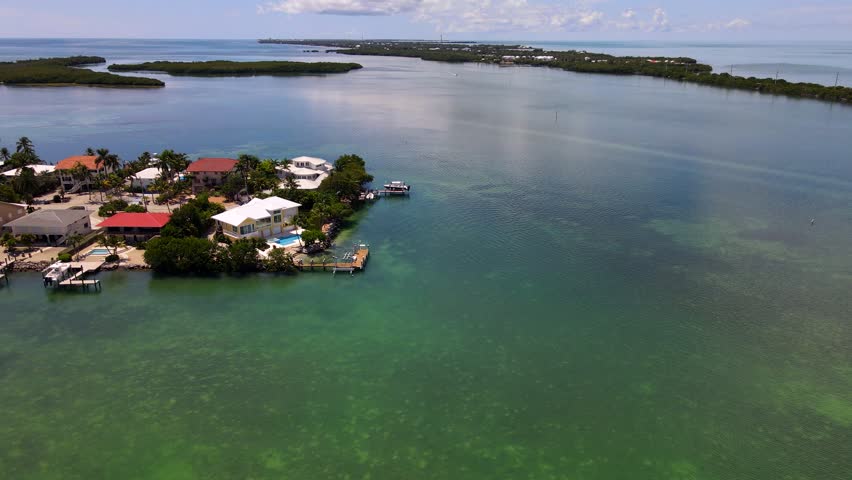Seaside Houses and Docks in the Florida Keys
