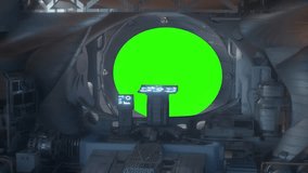 Spaceship Cockpit Interior with View of Earth and Stars Through Window - Sci-Fi Space Travel  Seamless Loop  on green  background - Powered by Shutterstock - Get 15% off with code: PIKWIZARD15