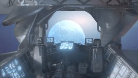 Spaceship Cockpit Interior with View of Earth and Stars Through Window - Sci-Fi Space Travel  Seamless Loop - Powered by Shutterstock - Get 15% off with code: PIKWIZARD15