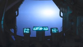 Spaceship Cockpit Interior with View of Earth and Stars Through Window - Sci-Fi Space Travel  Seamless Loop - Powered by Shutterstock - Get 15% off with code: PIKWIZARD15