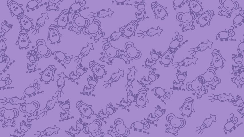 A fun and quirky purple background featuring a repeating pattern of cute penguin illustrations. Ideal for children