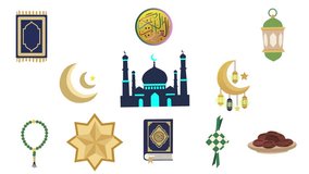 2D Animated Islamic icons for Ramadan and Eid theme. Perfect for greeting videos, social media, motion graphics, and celebration content in smooth-loop animation. - Powered by Shutterstock - Get 15% off with code: PIKWIZARD15