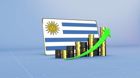 Uruguay Flag Economy Declining with Falling Oil Prices and Downward Trending Arrow - Powered by Shutterstock - Get 15% off with code: PIKWIZARD15