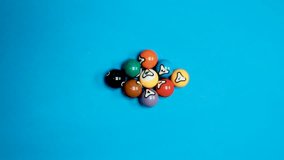 A cinematic close-up footage showing billiard balls rolling smoothly on a green pool table. The scene captures the precision and focus of the game, featuring the cue ball. - Powered by Shutterstock - Get 15% off with code: PIKWIZARD15