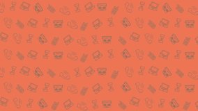 Orange background scattered with faint office supply icons. Perfect for presentations, business websites, stationery, and office related designs. - Powered by Shutterstock - Get 15% off with code: PIKWIZARD15