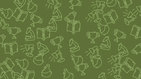 A seamless background featuring science and education icons like microscopes, beakers, books, and trophies, perfect for educational content and presentations. - Powered by Shutterstock - Get 15% off with code: PIKWIZARD15