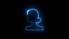 Neon woman head face profile animation on black background, glowing female outline portrait, modern neon line art face design for beauty, fashion, elegance, cosmetics, wellness and digital UI concepts - Powered by Shutterstock - Get 15% off with code: PIKWIZARD15