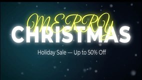 Merry Christmas Text Animation with Falling Snow Holiday Sale Promo - Powered by Shutterstock - Get 15% off with code: PIKWIZARD15